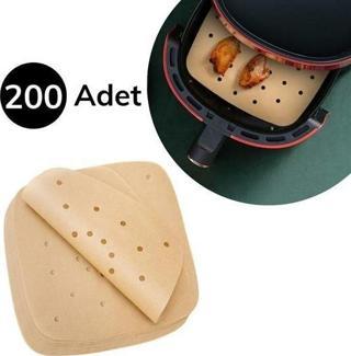 200 Adet Air Fryer Pişirme Kağıdı Tek Kullanımlık Pişirme Kağıdı Delikli Kare Model