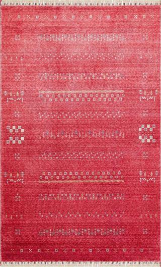 Hoom Rugs Nepal ZR 06 Bambu Viskon Kırmızı Modern Uşak Desenli Halı