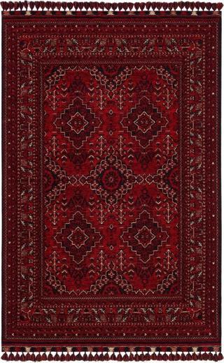 Hoom Rugs Afgan AFG 05 Red Antibakteriyel Kaymaz Tabanlı Dekoratif Kilim