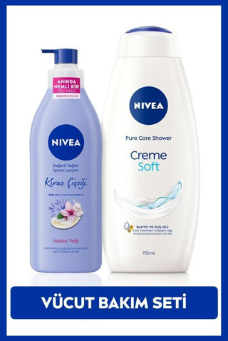Creme Soft Kremsi Dokunuş Duş Jeli 750ml ve Değerli Yağlar Içeren Nemlendirici Vücut Losyonu 400ml