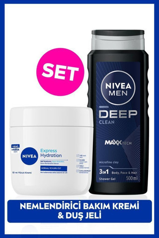 MEN Erkek Deep Dimension Banyo Duş Jeli 500ml ve Yoğun Nemlendirici El Ve Vücut Bakım Kremi 400ml