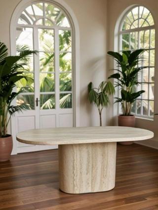 Lucca Oval Traverten Masa, 90x170