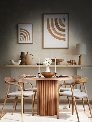 Kleopatra İskandinav Natural Ahşap Masa Sandalye Takımı 90x90