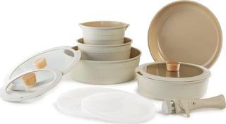 Neoflam Midas Bej 11 Parça Ayrılabilen Saplı İç İçe Geçebilen Tencere Tava Seti