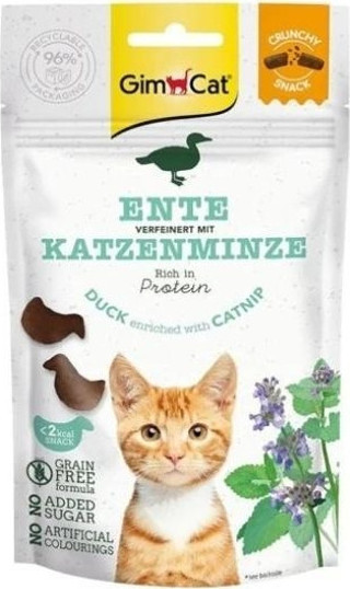 Gimcat Crunchy Snacks Ördekli ve Kedi Naneli Tahılsız Kedi Ödül Maması 50 Gr