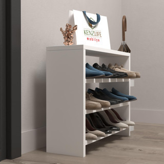 Kenzlife ayakkabılık mısri mat beyaz suntalam 050*060*20 dokuz çift ayakkabı kapasitesi arkalıksız 