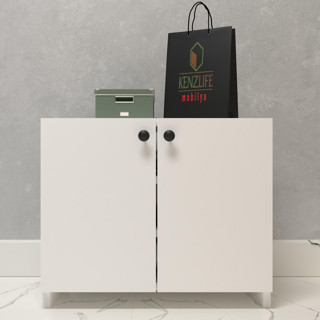 Kenzlife kapaklı ayakkabılık bosnevi mat beyaz suntalam 050*080*30 oniki çift ayakkabı kapasitesi arkalıksız 