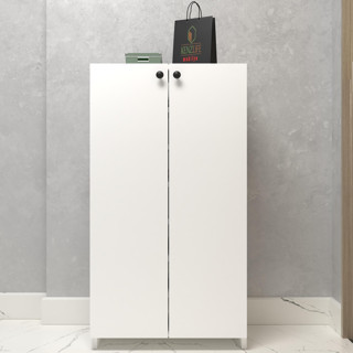 Kenzlife kapaklı ayakkabılık bosnevi mat beyaz suntalam 110*040*30 ondört çift ayakkabı kapasitesi arkalıksız 