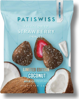 Sütlü Çikolatalı Hindistan Cevizli Çilek Draje, 50G