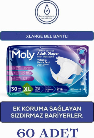 Moly Xl Beden Belbantlı Hasta Bezi 30'Lu (2'Li Paket)
