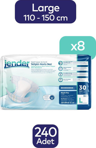Jender Emici Bel Bantlı Yetişkin Hasta Bezi Large 240 Adet