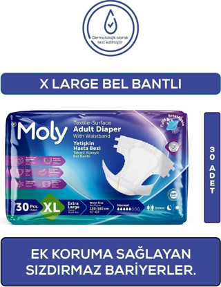 Moly Bel Bantlı Hasta Bezi Xlarge 30'Lu