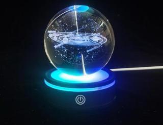 Gezegenler Tasarımlı Renk Değiştiren Dönen Cam Küre