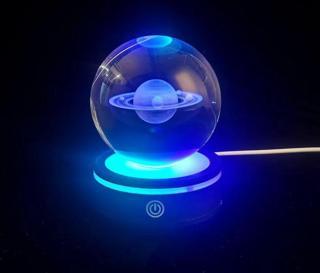 Satürn Gezegen Tasarım Dönen Usb li Cam Küre