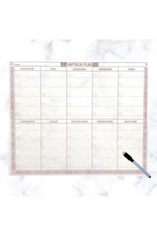 WORKCAYLAN  Şeffaf Kendiliğinden Yapışkanlı Kalemli Haftalık Planlayıcı 40cm-50cm