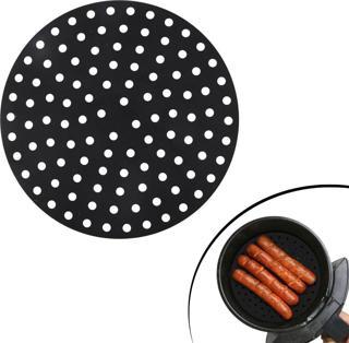 Siyah Isıya Dayanıklı Yıkanılabilir Silikon Fırın Ve Airfryer Yuvarlak Model Pişirme Matı 20 Cm (2818)