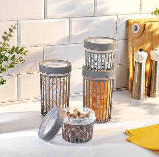 Schafer Lane 4 lü Saklama Kabı-Gri