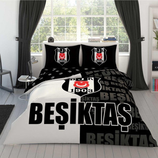 Taç Lisanslı Beşiktaş Parçali Logo Çift Kişilik Pamuk Nevresim Takımı