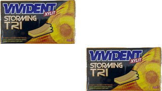Vivident Storming XYLT TRI - Mango, Çarkıfelek ve Narenciye Aromalı Şekersiz Tatlandırıcılı Şerit Sakız (2 ADET)