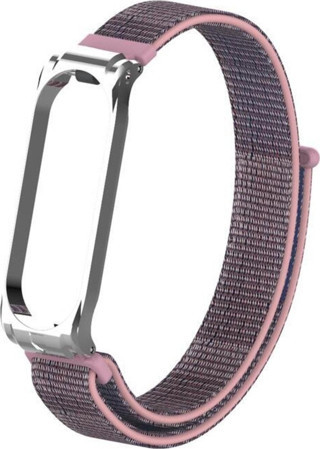 Coverzone Xiaomi Mi Band 5 Ile Uyumlu Saat Kayışı Hasır Örme Metal Çerçeve Kordon Kayış Rosegold