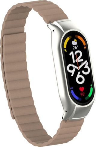 Coverzone Xiaomi Mi Band 7 Ile Uyumlu Haller Kordon Mıknatıslı Şık Tasarım Kordon Açık Kahve