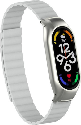 Coverzone Xiaomi Mi Band 7 Ile Uyumlu Haller Kordon Mıknatıslı Şık Tasarım Kordon Beyaz