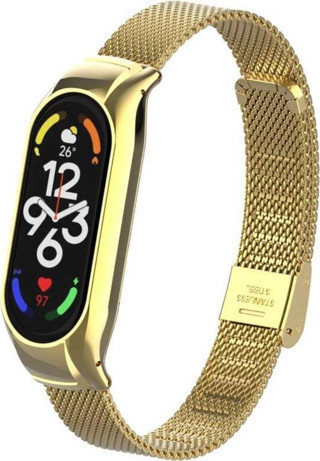 Coverzone Xiaomi Mi Band 7 Ile Uyumlu Reus Metal Kordon Tokalı Şık Tasarım Kordon Rosegold