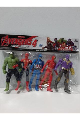 Ethem Oyuncak 5'li Süper Kahramanlar Pvc Oyun Seti 1885-5, Hulk, Spider man, Captain America, Iron man, Thanos Set