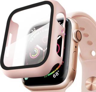 Coverzone Pembe Altın Apple Watch 38mm Için Tpu Çerçeveli Ekran Koruyuculu Ön Çerçeve Kılıf
