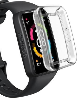 Coverzone Honor Band 6 Pro ile uyumlu Şeffaf Tam Kapatan Çerceve PC Kasa Koruma Gard Çerçeve Şeffaf