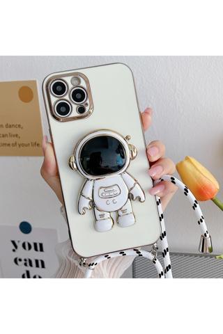 Coverzone Galaxy A54 ile Uyumlu Ipli Boyun Askılı Astronot Figürlü Silikon Kılıf Pastel Renkli Epiphany Kılıf