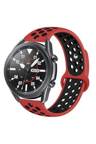 Coverzone Kırmızı Galaxy Watch 3 45mm Delikli Spor Kayış