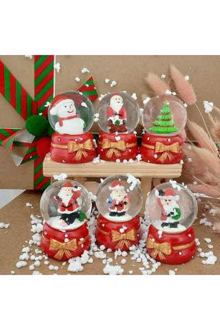 Coverzone Noel Baba ve Noel Ağacı 6'lı Set Cam Küre Işıklı Dekoratif Yılbaşı Özel Tasarım 6cm x 4cm No:7