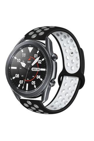 Coverzone Siyah Watch 3 45mm Delikli  Spor Akıllı Saat Kordon