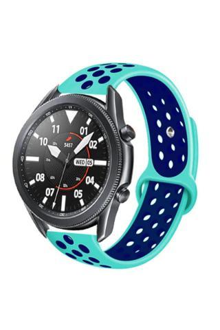 Coverzone Turkuaz Galaxy Watch 3 45mm Delikli Spor Akıllı Saat Kordon