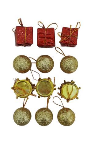 Coverzone Yılbaşı için Süs Yılbaşı Ağacı Süsü Noel Çam Ağacı Süsü 10 Parça Renkli Set