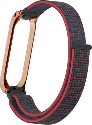 Coverzone Xiaomi Mi Band 3 Ile Uyumlu Saat Kayışı Hasır Örme Metal Çerçeve Kordon Kayış Kırmızı-siyah