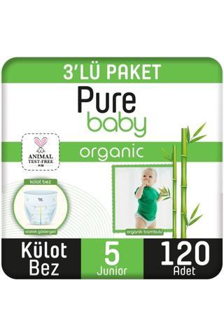 Pure Baby Organik Pamuklu Külot Bez 3'lü Paket 5 Numara Junior 120 Adet