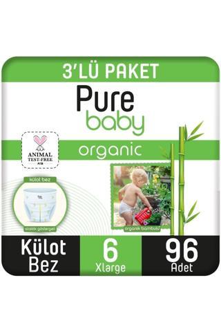 Pure Baby Organik Pamuklu Külot Bez 3'lü Paket 6 Numara Xlarge 96 Adet