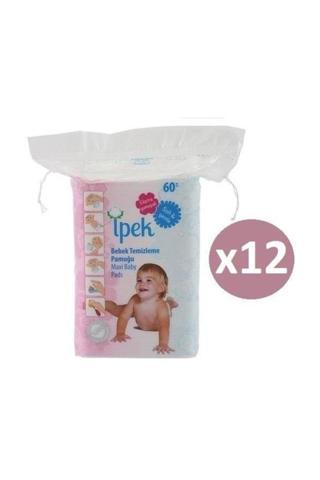 İpek Maxi 60'lı 12 Paket Bebek Temizleme Pamuğu