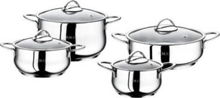 OMS 1023 Yummy 8 Parça Çelik Tencere Seti Silver
