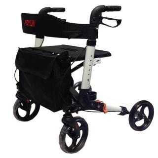 Poylin Beyaz Rollatör | Katlanabilir Hafif Yapı, Oturma Alanı, Baston Tutuculu P777