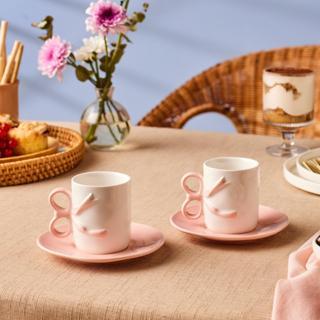 Karaca Ribbon 2 Kişilik Kahve Fincanı 110 ml Pembe