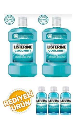 Listerine Cool Mint Ağız Bakım Suyu 1 L 2 Adet+95 Ml 3 Adet