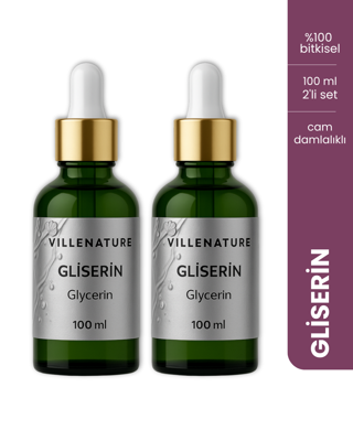 Vıllenature 2'Li Set Gliserin Yağı Cam Damlalıklı Şişe 100 Ml