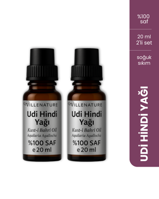 Vıllenature 2'Li Set Udi Hindi Yağı “Kust-İ Bahri Oil” (Aquilaria Agallocha) 20 Ml