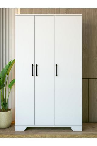 Montenero Portmanto Parlak Beyaz Ayakkabılık Vestiyer 3 Kapaklı