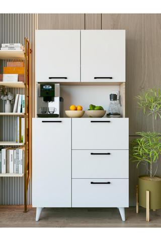 Montenero Çok Amaçlı Dolap Cordoba Kahve Köşesi 6 Kapaklı Mutfak Dolabı Fırın Raflı Dolap