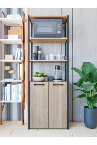 Montenero Mutfak Standı 2 Kapaklı 5 Raflı Kahve Köşesi Mutfak Rafı Mutfak Dolabı Marbella