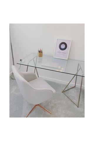 Hitit Dekorasyon Drec Gold Metal Cam Çalışma Masası